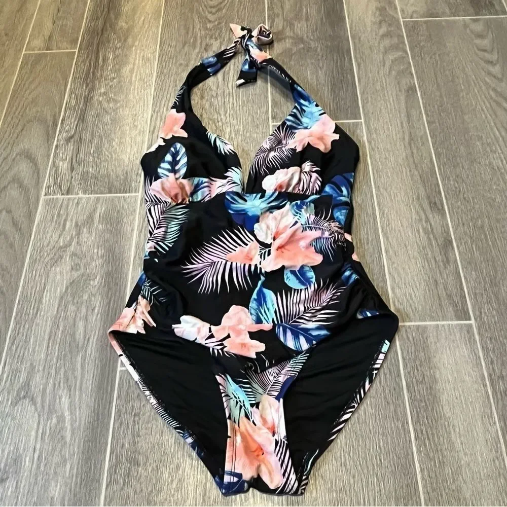 DKNY Tropical Print One Piece Swimsuit - Picture 2 of 7